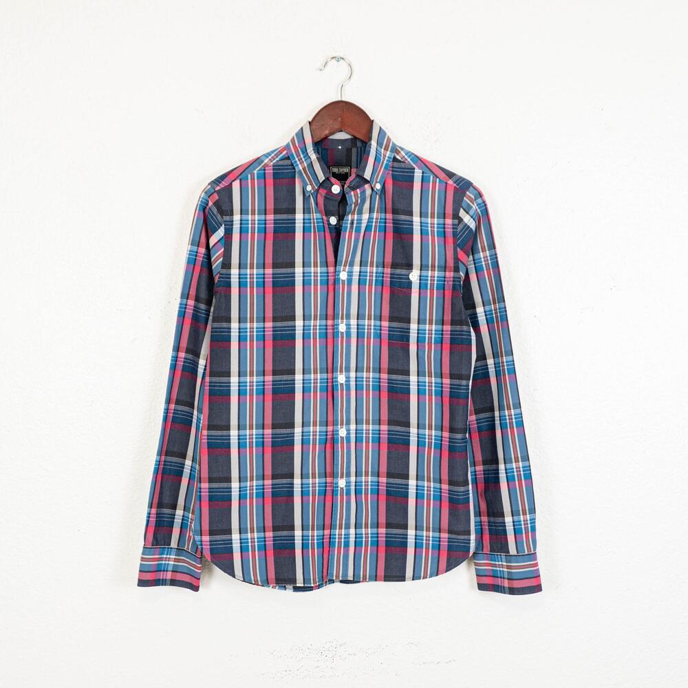 Todd Snyder Men's Button Down Shirt Plaid Blue Multi size XS Cotton